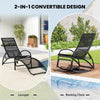 2-in-1 Outdoor Rocking Chaise Lounge Fabric Patio Convertible Lounge Chair with 4-Position Adjustable Backrest, Curved Armrests, Aluminum Frame