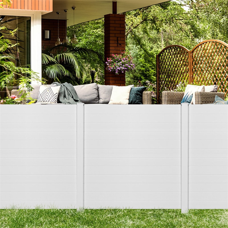 Outdoor Privacy Screen 2 Panels 48''H Decorative Air Conditioner Fence Vinyl Fence Garbage Can Enclosure with 3 Stakes