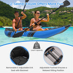 2-Person Inflatable Kayak Set for Adults EVA Padded Seat Portable Touring Kayaks with 2 Aluminium Oars, 2 Fins, Hand Pump, 507LBS Weight Capacity