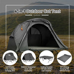 2-Person Tent Cot 4-in-1 Folding Camping Cot Tent Elevated Tent with Waterproof Rainfly Self-Inflating Mattress & Roller Carry Bag