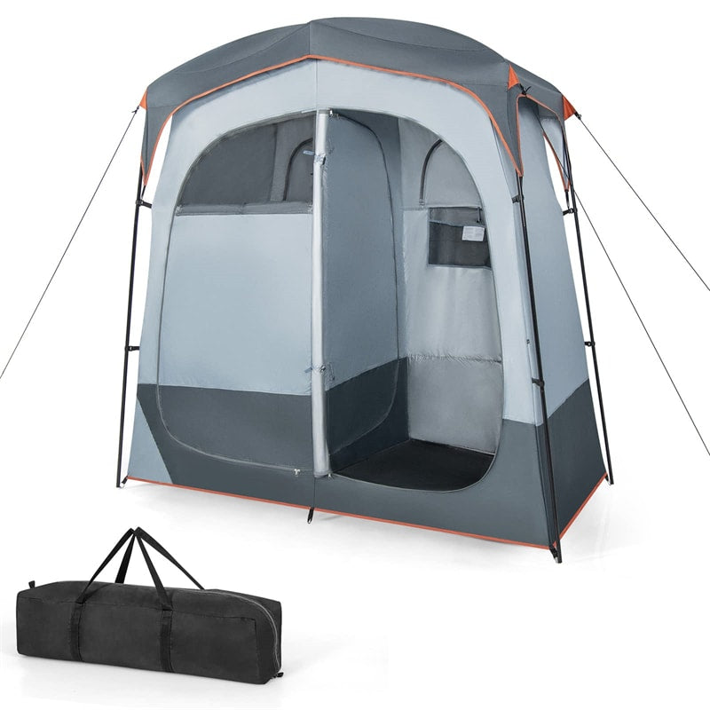 2 Room Shower Tent Oversize Camping Privacy Shelter Portable Outdoor Shower Tent Dressing Toilet with Floor & Removable Rain Fly