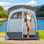 2 Room Shower Tent Oversize Camping Privacy Shelter Portable Outdoor Shower Tent Dressing Toilet with Floor & Removable Rain Fly