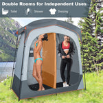 2 Room Shower Tent Oversize Camping Privacy Shelter Portable Outdoor Shower Tent Dressing Toilet with Floor & Removable Rain Fly