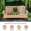 2-Seat Hanging Porch Swing Wood Outdoor Patio Swing Bench with Folding Cup Holder & Metal Chains