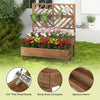 2-Tier Wooden Elevated Planter Box with Trellis & Drain Holes, Trellis Raised Garden Bed for Climbing Vegetable Flower Plants