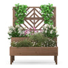 2-Tier Wooden Elevated Planter Box with Trellis & Drain Holes, Trellis Raised Garden Bed for Climbing Vegetable Flower Plants