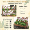 2-Tier Wooden Elevated Planter Box with Trellis & Drain Holes, Trellis Raised Garden Bed for Climbing Vegetable Flower Plants