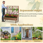 2-Tier Wooden Elevated Planter Box with Trellis & Drain Holes, Trellis Raised Garden Bed for Climbing Vegetable Flower Plants