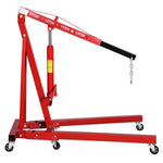 2 Ton Folding Engine Hoist Heavy Duty Hydraulic Cherry Picker Shop Crane with Adjustable Load Arm & 6 Universal Casters