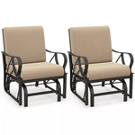 2PCS Outdoor Patio Glider Rocker Heavy-Duty Metal Frame Rocking Chair with Soft Cushions & Ergonomic Curved Armrests