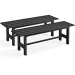 2-Pack Outdoor Garden Bench Backless Patio Park Bench All-weather 47" Dining Bench Chair with HDPE Slatted Seat, Metal Frame, 660 LBS Capacity