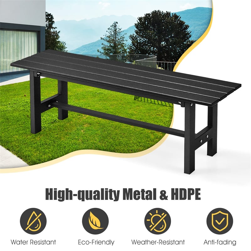 2-Pack Outdoor Garden Bench Backless Patio Park Bench All-weather 47" Dining Bench Chair with HDPE Slatted Seat, Metal Frame, 660 LBS Capacity