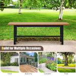 2-Pack Outdoor Garden Bench Backless Patio Park Bench All-weather 47" Dining Bench Chair with HDPE Slatted Seat, Metal Frame, 660 LBS Capacity