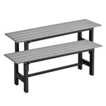 2-Pack Outdoor Garden Bench Backless Patio Park Bench All-weather 47" Dining Bench Chair with HDPE Slatted Seat, Metal Frame, 660 LBS Capacity