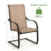 2 PCS Heavy Duty C-Spring Patio Dining Chairs High Back Outdoor Dining Chairs with All Weather Seat Fabric & Sled Base