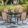 2 PCS Heavy Duty C-Spring Patio Dining Chairs High Back Outdoor Dining Chairs with All Weather Seat Fabric & Sled Base