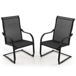 2 PCS Heavy Duty C-Spring Patio Dining Chairs High Back Outdoor Dining Chairs with All Weather Seat Fabric & Sled Base