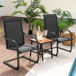 2 PCS Heavy Duty C-Spring Patio Dining Chairs High Back Outdoor Dining Chairs with All Weather Seat Fabric & Sled Base