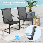 2 PCS Heavy Duty C-Spring Patio Dining Chairs High Back Outdoor Dining Chairs with All Weather Seat Fabric & Sled Base