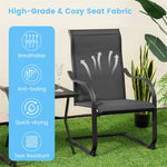 2 PCS Heavy Duty C-Spring Patio Dining Chairs High Back Outdoor Dining Chairs with All Weather Seat Fabric & Sled Base