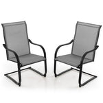 2 PCS Heavy Duty C-Spring Patio Dining Chairs High Back Outdoor Dining Chairs with All Weather Seat Fabric & Sled Base