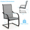 2 PCS Heavy Duty C-Spring Patio Dining Chairs High Back Outdoor Dining Chairs with All Weather Seat Fabric & Sled Base