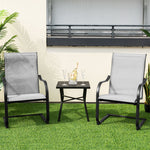 2 PCS Heavy Duty C-Spring Patio Dining Chairs High Back Outdoor Dining Chairs with All Weather Seat Fabric & Sled Base