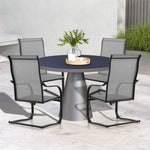 2 PCS Heavy Duty C-Spring Patio Dining Chairs High Back Outdoor Dining Chairs with All Weather Seat Fabric & Sled Base