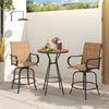 Outdoor Swivel Bar Stools Set of 2 All-Weather Steel Frame Bar Height Patio Chairs with Curved Armrests, High Back & Cozy Footrest