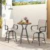 Outdoor Swivel Bar Stools Set of 2 All-Weather Steel Frame Bar Height Patio Chairs with Curved Armrests, High Back & Cozy Footrest