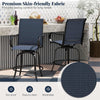 Outdoor Swivel Bar Stools Set of 2 All-Weather Steel Frame Bar Height Patio Chairs with Curved Armrests, High Back & Cozy Footrest