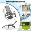 2PCS Outdoor Rocking Chaise Lounge 2-in-1 Patio Convertible Lounge Chair with 4-Position Adjustable Backrest, Curved Armrests, Aluminum Frame