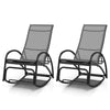 2PCS Outdoor Rocking Chaise Lounge 2-in-1 Patio Convertible Lounge Chair with 4-Position Adjustable Backrest, Curved Armrests, Aluminum Frame