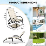 2PCS Outdoor Rocking Chaise Lounge 2-in-1 Patio Convertible Lounge Chair with 4-Position Adjustable Backrest, Curved Armrests, Aluminum Frame