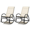 2PCS Outdoor Rocking Chaise Lounge 2-in-1 Patio Convertible Lounge Chair with 4-Position Adjustable Backrest, Curved Armrests, Aluminum Frame