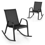 2PCS Patio Rocking Chair Ergonomic Outdoor Rocker with Breathable Fabric Seat, Heavy-Duty Metal Frame for Front Porch Backyard Garden