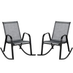 2PCS Patio Rocking Chair Ergonomic Outdoor Rocker with Breathable Fabric Seat, Heavy-Duty Metal Frame for Front Porch Backyard Garden