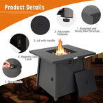 30" Square Propane Fire Pit Table 50,000 BTU Outdoor Gas Fire Pit Table with Waterproof PVC Cover, Lava Rocks, CSA Certification, Steel Frame