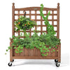 Solid Wood Planter Box with Trellis, 32"H Freestanding Raised Garden Bed Trellis Planter Box for Climbing Vegetable Plants