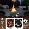 32" Square Propane Fire Pit Table 50,000 BTU Patio Gas Fire Pit Table with Fire Glasses & PVC Protective Cover, Outdoor Fire Table for Backyard