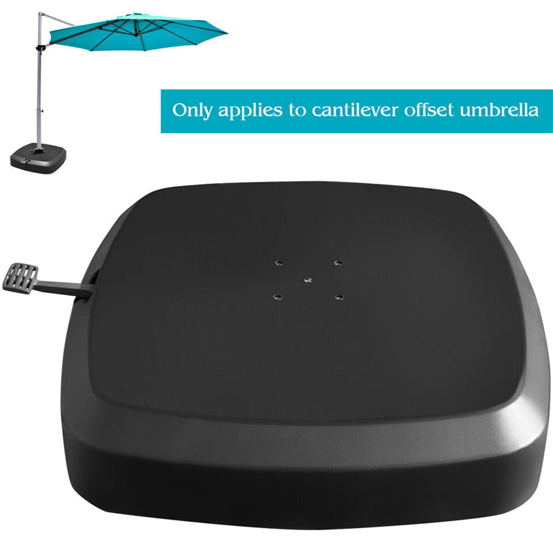 Patio Offset Cantilever Umbrella Base with Wheels, 330 lbs Water Sand Fillable Weight Outdoor Umbrella Base with Easy-Fill Spouts