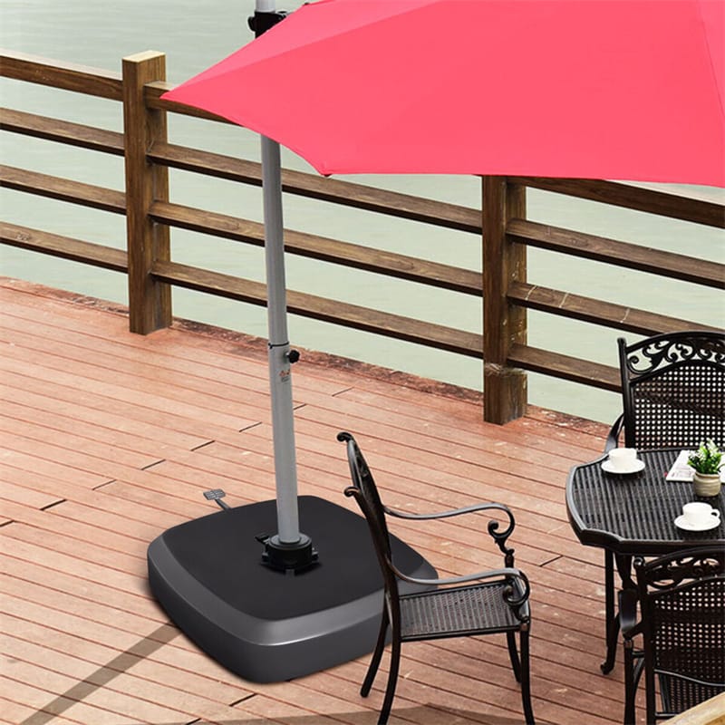 Patio Offset Cantilever Umbrella Base with Wheels, 330 lbs Water Sand Fillable Weight Outdoor Umbrella Base with Easy-Fill Spouts