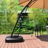 Patio Offset Cantilever Umbrella Base with Wheels, 330 lbs Water Sand Fillable Weight Outdoor Umbrella Base with Easy-Fill Spouts