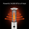 Outdoor Propane Heater 34000 BTU Stainless Steel Standing Round Glass Tube Patio Heater with Wheels