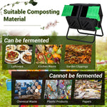 34.5 Gallon Dual Chamber Compost Tumbler High-Volume Outdoor Garden Rotating Compost Bin with Sliding Doors