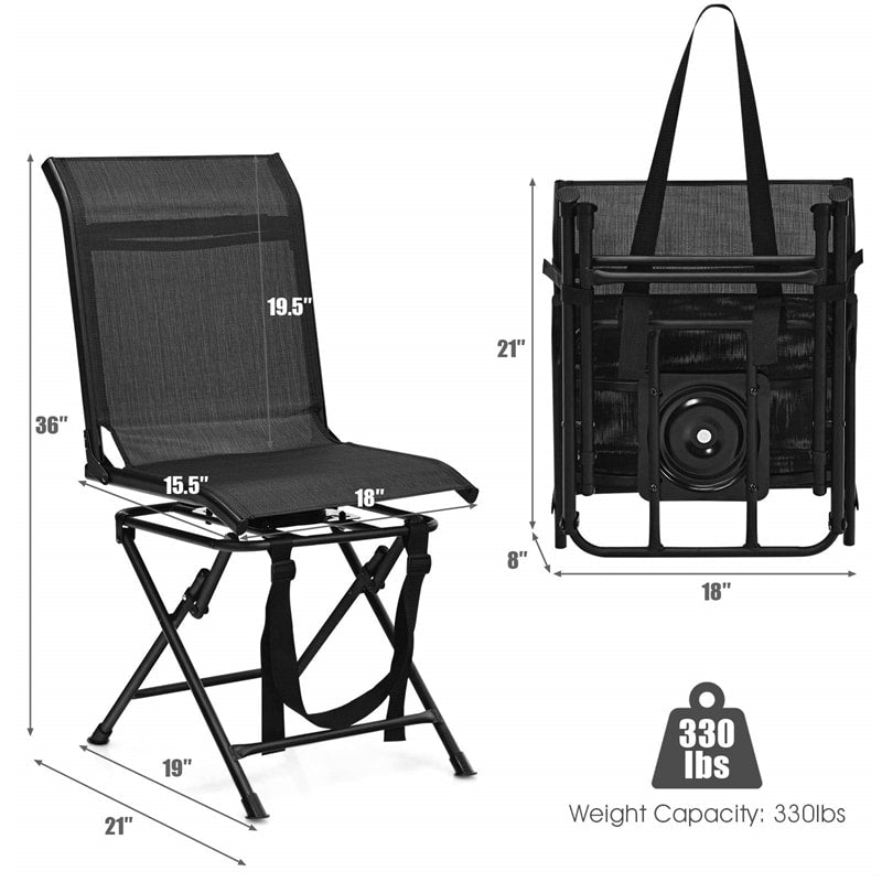 360° Swivel Hunting Blind Chair All-weather Outdoor Folding Chair with Mesh Backrest