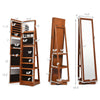 360° Swivel Jewelry Armoire Standing Lockable Jewelry Cabinet Organizer with Higher Full Length Mirror & Rear Storage Shelves