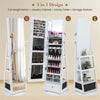 360° Swivel Jewelry Cabinet LED Lockable Jewelry Armoire with 64.5" H Full Length Mirror, Rear Storage Shelves & Large Bottom Drawer