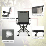 360° Silent Swivel Hunting Blind Chair Portable Folding Chairs with Adjustable Aluminum Legs & Armrests