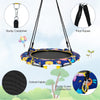 36" Foldable Mini Trampoline 2 in 1 Kids Trampoline Saucer Swing Combo with Bluetooth Audio LED Lights & Detachable Handrail